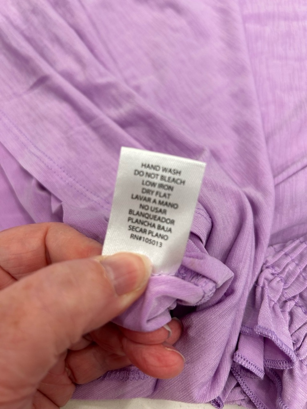Women's Lavender Split-Neck Smocked Sleeve Blouse - Picture 5 of 8